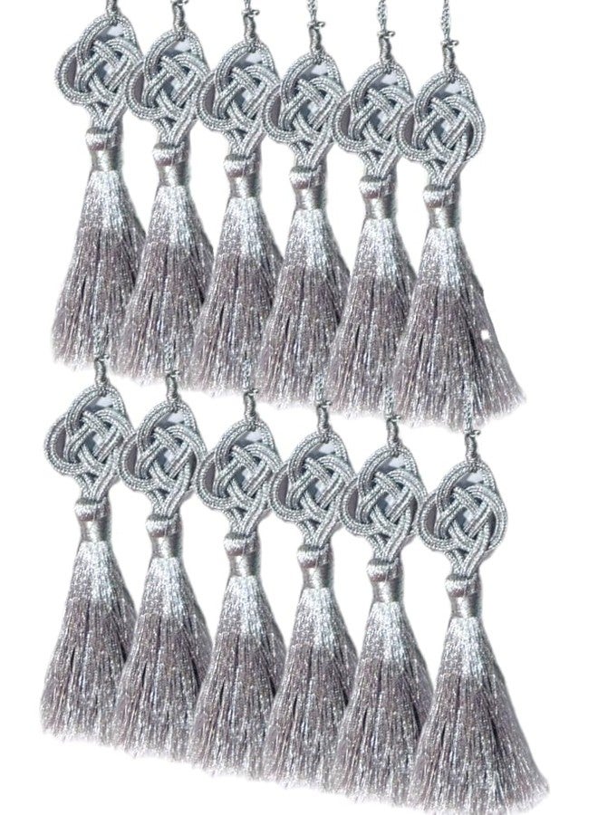 PATWA TRADERS Pack of 12 Tassels for Jewellery, Keychains, Sarees, Dresses, Home Decor, Accessories, Crafting (Silver) - Image 2